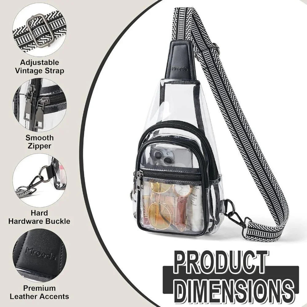 Clear Stadium Bag Crossbody Compact Durable for Concert Sports Events
